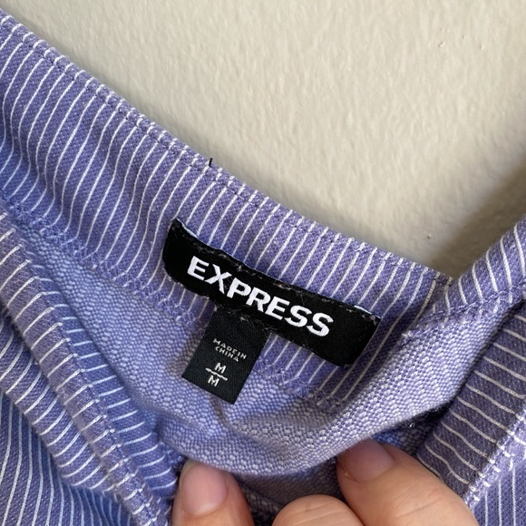 Express Lavender Ribbed Square-Neck Puff-Sleeve Crop Top - Picture 4 of 6